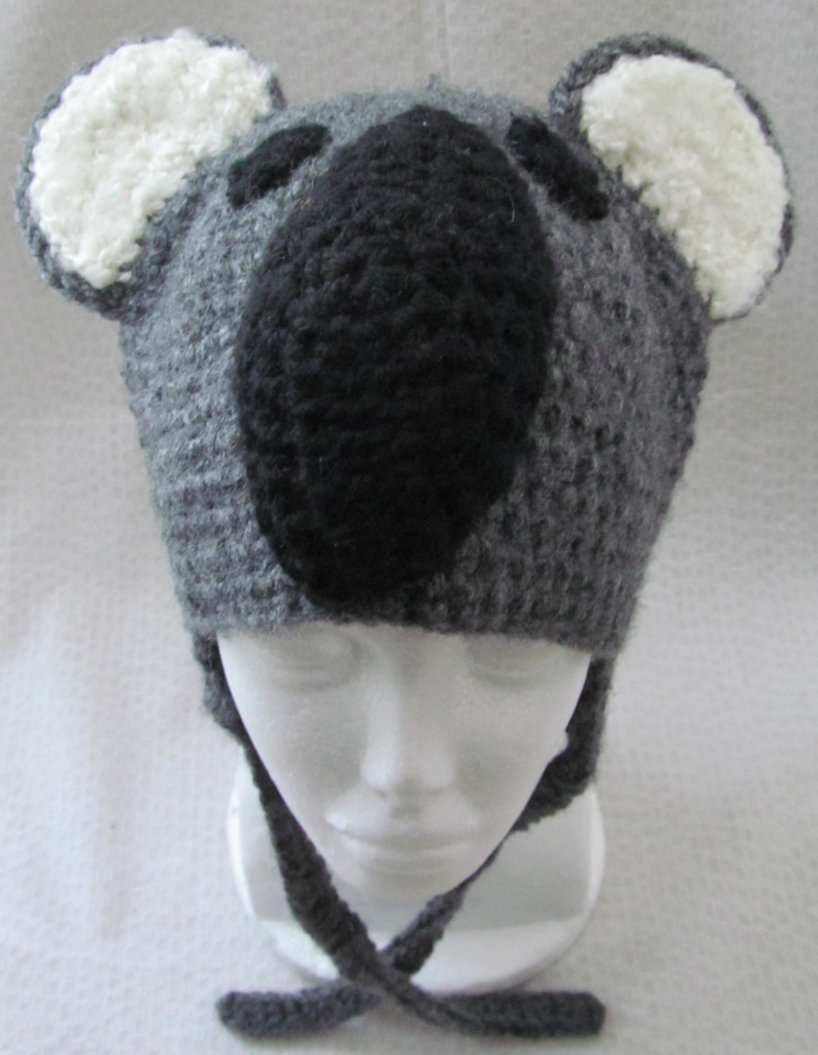 Grey Koala Crochet Hat Etsy