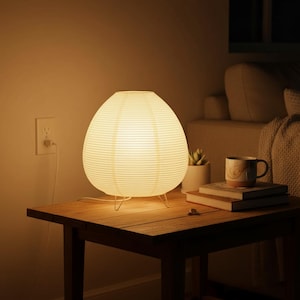 Japanese Paper Table Lamp Minimalist Bedside Light Warm Ambient Desk Lamp Scandinavian Home Decor Lighting