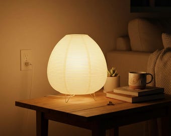 Lampe de table en papier japonais minimaliste, lumière de chevet, lampe de bureau d'ambiance chaleureuse, décoration scandinave, éclairage