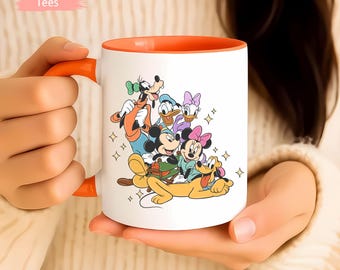 Mickey and Minnie mug, Disney lover gift, Mickey and friends, Custom Mug, Funny Mug, Coffee Mug Accent Coffee Mug (11, 15oz)