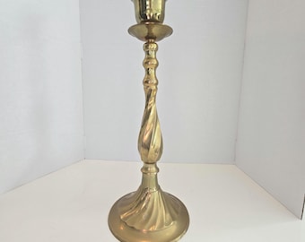 Vintage Swirled Brass Candlestick with flared base