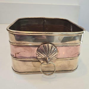 Vintage Brass and Copper Shell Planter Cachepot