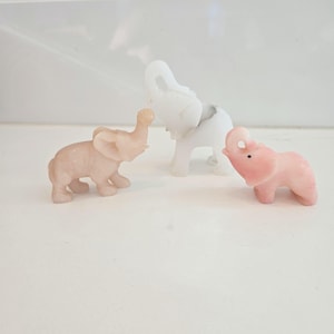 Vintage Carved Stone Elephant Trio