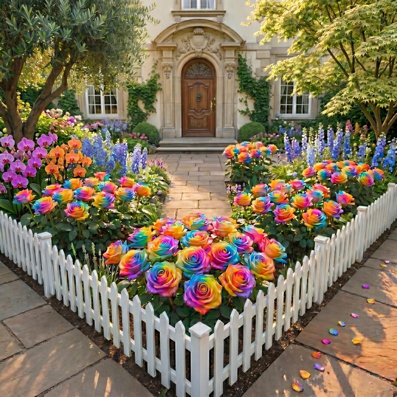 200 Rare Rainbow Rose Seeds Multi Color Vibrant Rose Bush for Stunning ...