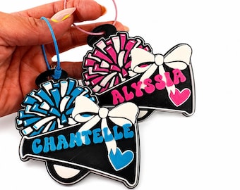 Personalized Cheer Bag Tag, Custom Cheerleading Bag Tag, Cheerleader Name Tag, Team Color Cheer Gift, Competition Cheer Accessories 2026