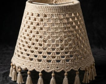 Easy Crochet Lamp Shade Pattern: Boho Net Stitch Pendant Light Cover