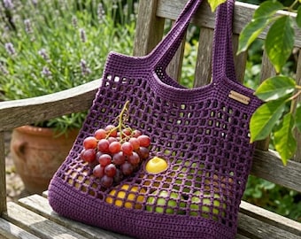 Crochet Mesh Market Bag Pattern, Easy Crochet Tote Bag for Beginners PDFEasy Crochet Market Bag Pattern, Reusable Mesh Grocery Tote PDF