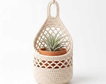 Easy Crochet Hanging Plant Basket Pattern for Beginners