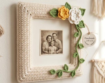 Crochet Photo Frame Pattern | Beginner Floral Cover DIY Tutorial (PDF)