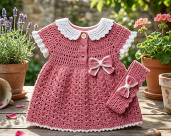 Beginner Crochet Baby Dress Pattern with Shell Stitch Headband (PDF Download)