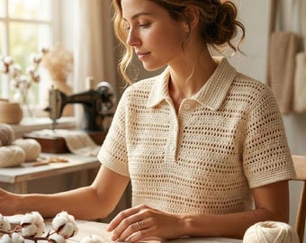 Poloshirt häkeln Schritt für Schritt - einfache Polomuster häkeln für Anfänger - Anleitung einfach gehäkelt