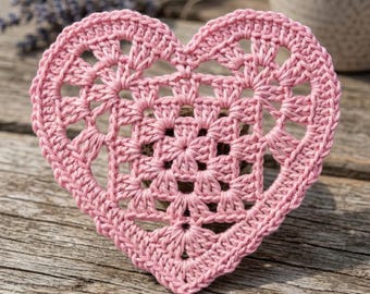 Easy Crochet Heart Pattern – Granny Square Base, Decorative Appliqué (Step-by-Step)