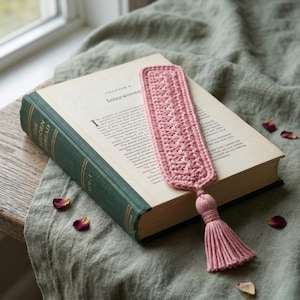 Easy Crochet Bookmark Pattern | Star Stitch Daisy Flower Tassel (PDF Download)