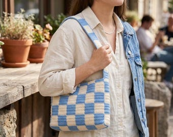 Crochet Checkerboard Shoulder Bag Pattern for Beginners