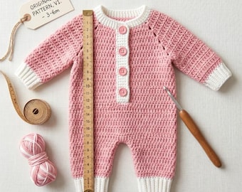 Easy Crochet Baby Romper Pattern PDF, Beginner Onesie Jumpsuit (3-6 Months)