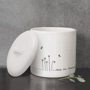 Porcelain Wobbly Lidded Pot - Keep The Change, East of India, Nursery Decor, Christmas Gift for Child, Godchild or Friend