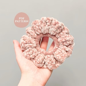 Crochet Scrunchie Pattern PDF, Easy Velvet Hair Accessory Tutorial