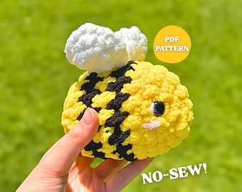 Bee Crochet Amigurumi Pattern PDF | No-Sew Beginner Bumblebee | Easy Plushie Tutorial