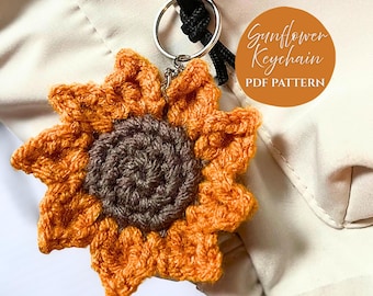 Sunflower Keychain Crochet Pattern PDF | No-Sew Crochet Flower | Beginner Friendly | Bag Charm | Quick Gift