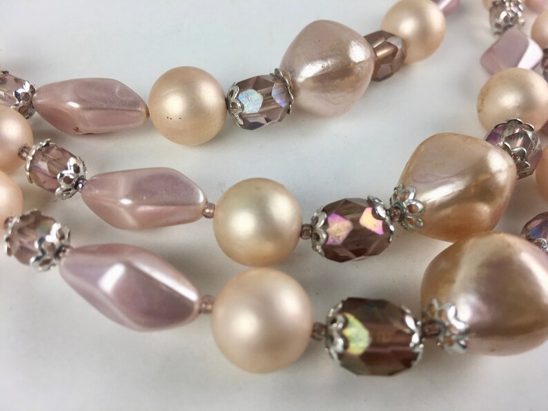 something old formal choker bridal baubles and champagne heirloom glass beads vintage 1950s multi-strand beaded necklace pearls