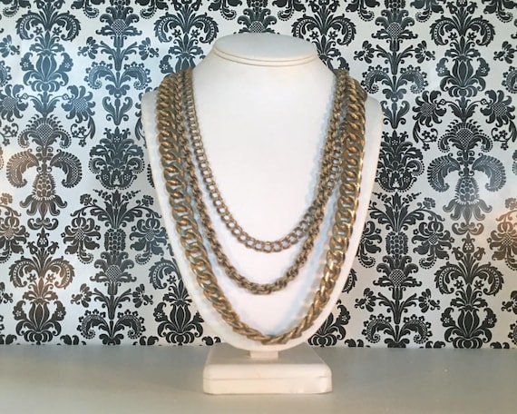 vintage 1960s Multi Chain Gold Necklace - signed … - image 2