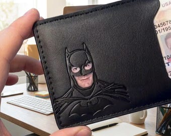 Bat Hero ID Holder, Black Slim Card Wallet, Gift for Him
