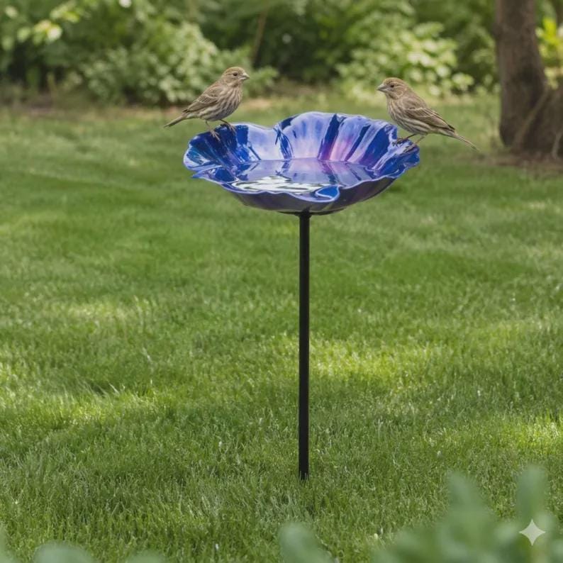 Purple garden and outdoor - purple flower bird bath