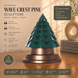 Facet Pine Tree Napkin Holder STL, Geometric Sculpture, decor, Digital Download stl