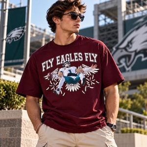 T-shirt « Fly Eagles Fly », T-shirt de football américain de Philadelphie, T-shirt graphique pour les fans des Eagles, Cadeau pour les jours de match, T-shirt de sport de Philadelphie