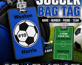 Travel Soccer Bag Tag | Personalized Player Tag | Tournament Gear for Kids