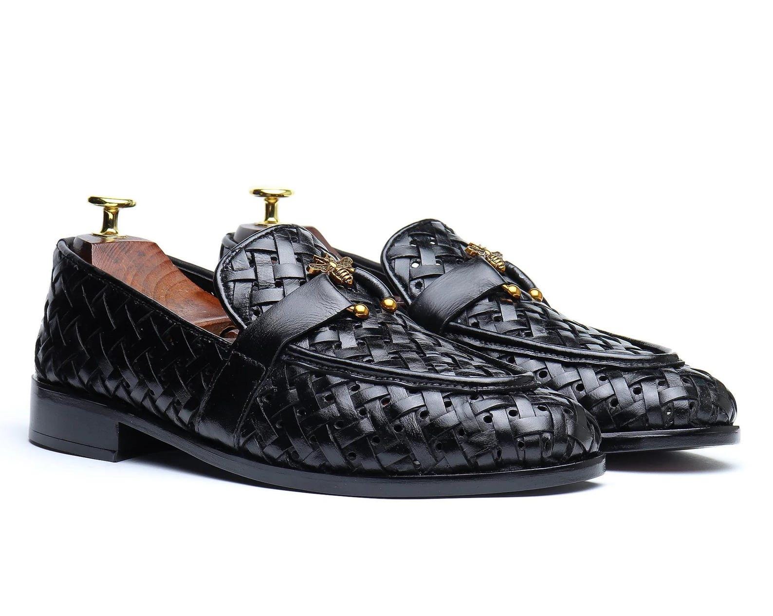 Black and Gold Men Dress Shoes