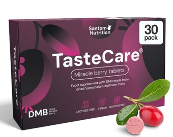 Compresse TasteCare Miracle Berry (confezione da 30) / Trasforma i sapori acidi in dolci in pochi secondi / Compresse Miraculin / Modificatore del gusto senza zucchero / Effetto fino a 60 minuti