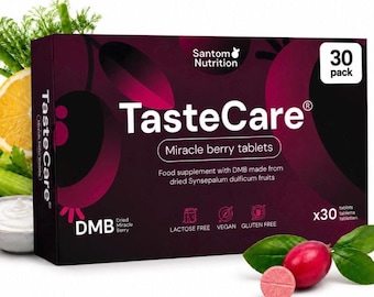 Tabletas TasteCare Miracle Berry (Paquete de 30) / Convierte lo agridulce en segundos / Tabletas Miraculin / Modificador de sabor sin azúcar / Efecto de hasta 60 minutos