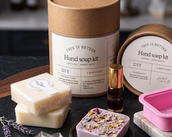 DIY Soap Making Kit | Beginner Melt & Pour Soap Kit | Lavender Oatmeal Soap Set | Handmade Gift Box | Self Care Craft Kit