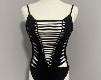 Black weaved/braided bodysuit, medium
