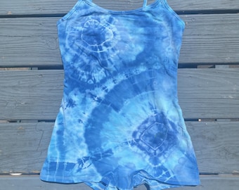 blue geode tie dye romper