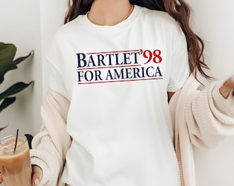 Maglietta Bartlet 98 for America, maglietta politica retrò Comfort Colors, regalo per i fan di West Wing, maglietta da campagna in stile vintage