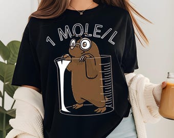 Maglietta 1 MOLE/L - Divertente maglietta con grafica di un becher da chimica