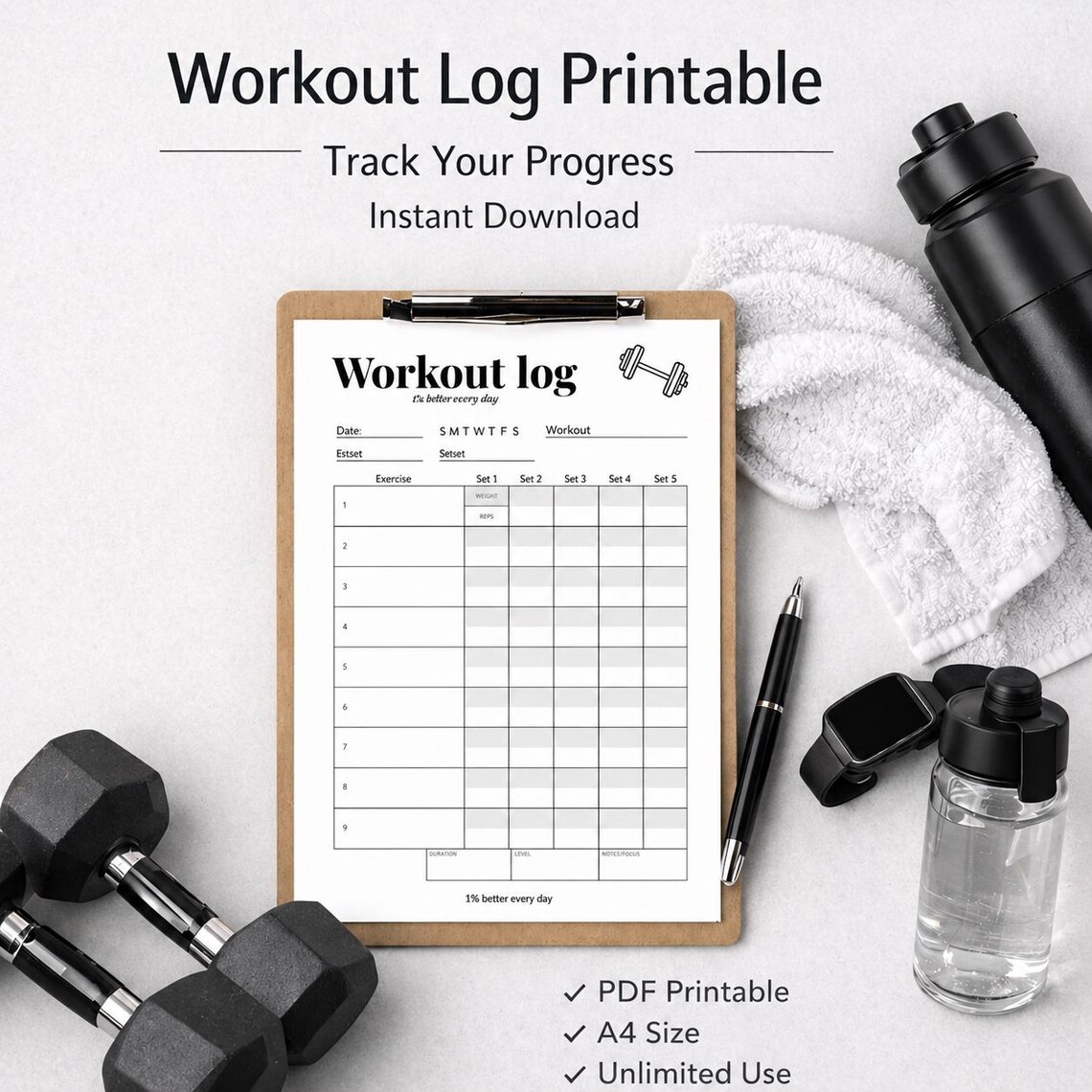 Workout Log Printable - Etsy Canada