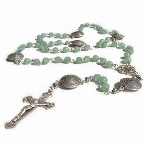 Catholic Rosary Sterling Silver with Green Aventurine