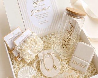 Gepersonaliseerde peettante voorstelbox, Will You Be My Godmother-cadeauset, custom Madrina-aandenken, peetmoedercadeau, voorsteldoos peetouder