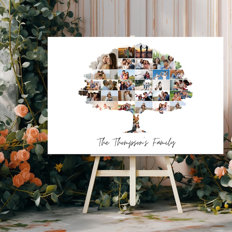 Family Tree Photo Collage Template Editable in Canva | Custom Family ...