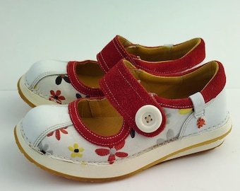 The Art Company Floral Mary Jane Schuhe EU 36 Leder Wildleder Vintage Bunte Blumen