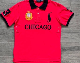Chicago  Shirt Men, Embroidered City Polo Tee, Classic Short Sleeve Collar Shirt,