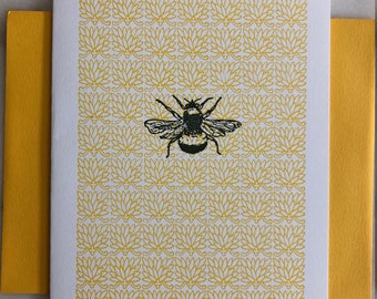 Greeting Card, Bee on Flowers