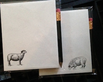 Pair of Notepads w/pencil, Sheep