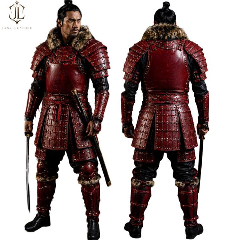 Pso2 Samurai Pauldron Luxury Red Samurai Leather Armor Set - Mens Japanese Cuirass - Ronin ...