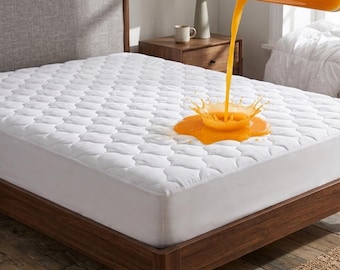 Protector de colchón impermeable tamaño Queen, funda acolchada para colchón, funda de cama ajustable silenciosa, bolsillo profundo de hasta 40 cm. Ropa de cama suave y lavable.