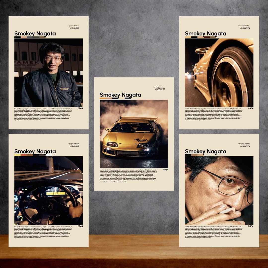 Smokey Nagata JDM Digital Poster Set Top Secret Supra Wall Art Legend ...