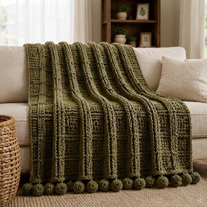 Chunky Crochet Blanket Pattern PDF | Basket Weave Throw Blanket Pattern | Easy Beginner Crochet Blanket | Cozy Home Decor